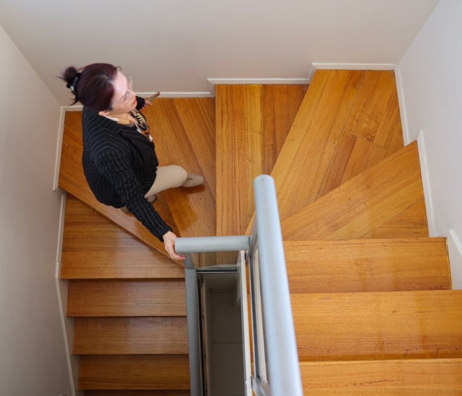 Property manager on a staircase